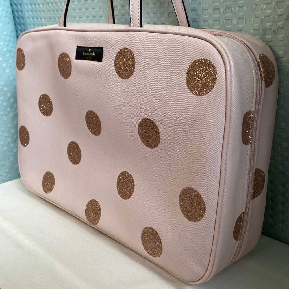*SOLD*Kate Spade Haven Lane Glitter Polka Dot Giana Travel Cosmetic Case In - Picture 5 of 14